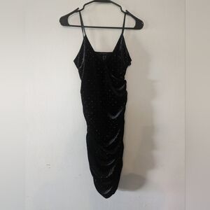 Rainbow Rhinestone Velour black party dress Size Medium